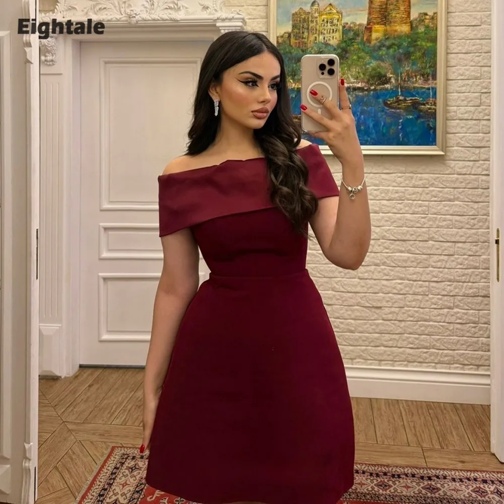 Eightale Arabic Evening Dress for Wedding Party Strapless Short Burgundy A-Line Above Knee Customized Prom Gown
Eightale Arabic Evening Dress for Wedding Party Strapless Short Burgundy A-Line Above Knee Customized Prom Gown