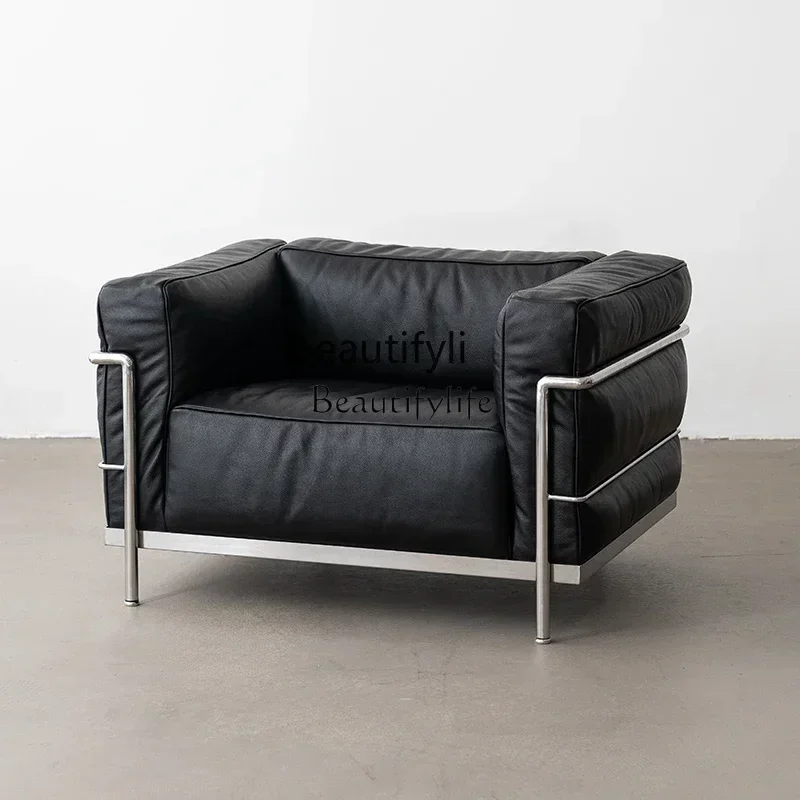 Living room retro French medium and ancient style single casual linen leather sofa designer
Living room retro French medium and ancient style single casual linen leather sofa designer