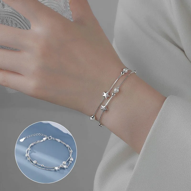 Luxury 925 Sterling Silver Star Beaded Bracelets For Women Original Designer Double Layered Adjustable Bracelet Party Jewelry
Luxury 925 Sterling Silver Star Beaded Bracelets For Women Original Designer Double Layered Adjustable Bracelet Party Jewelry