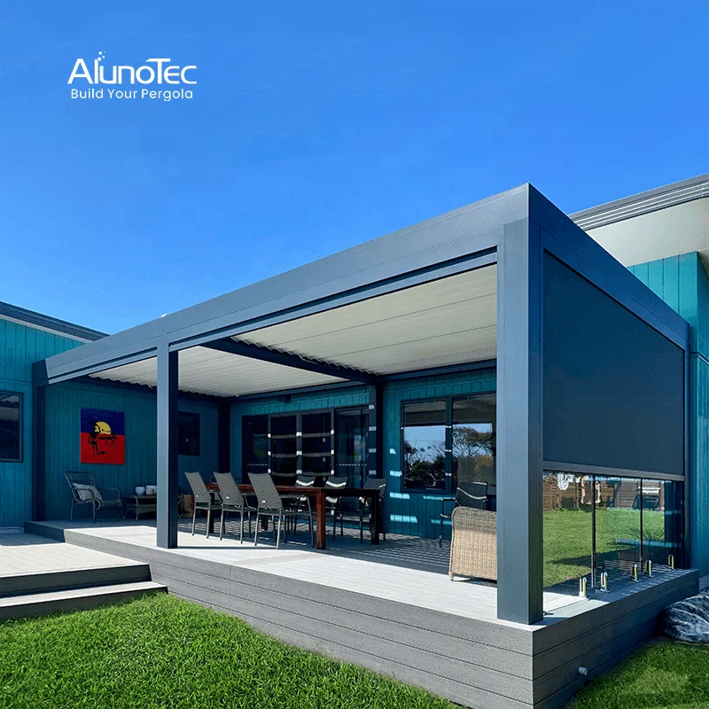 AlunoTec Motorised Outdoor Aluminum Gazebo Modern Aluminium Louvre Roof Bioclimatic Pergola for Sunshade
AlunoTec Motorised Outdoor Aluminum Gazebo Modern Aluminium Louvre Roof Bioclimatic Pergola for Sunshade