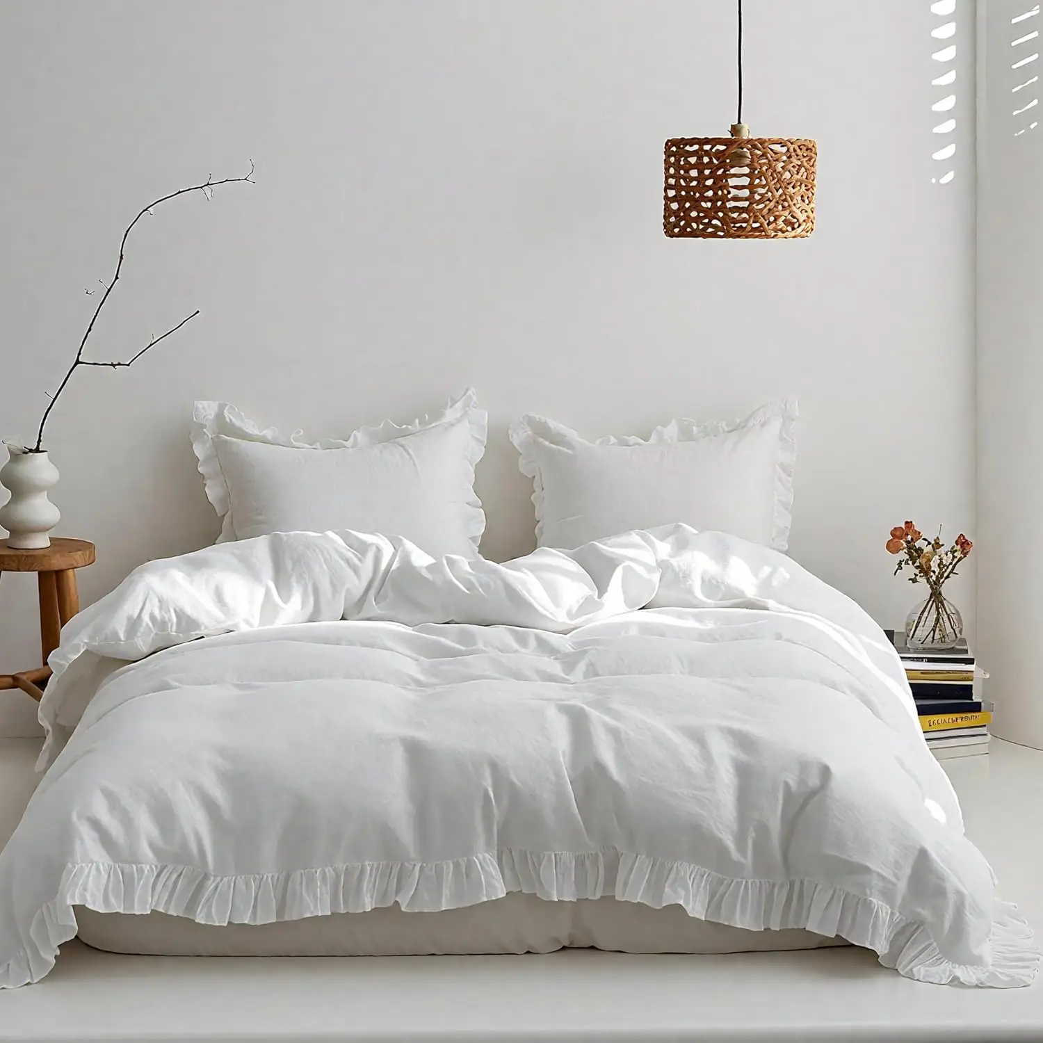 100% Linen Duvet Cover Set King Size 3 Pieces White Ruffle Comforter Cover with Pillowcases
100% Linen Duvet Cover Set King Size 3 Pieces White Ruffle Comforter Cover with Pillowcases