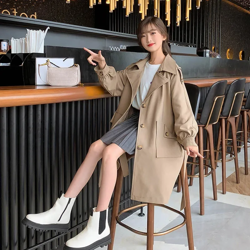 Girls Trench Coats Khaki Teenage Windbreaker Streetwear Korean Outerwear Children Clothing 4 7 8 10 14 Years
Girls Trench Coats Khaki Teenage Windbreaker Streetwear Korean Outerwear Children Clothing 4 7 8 10 14 Years