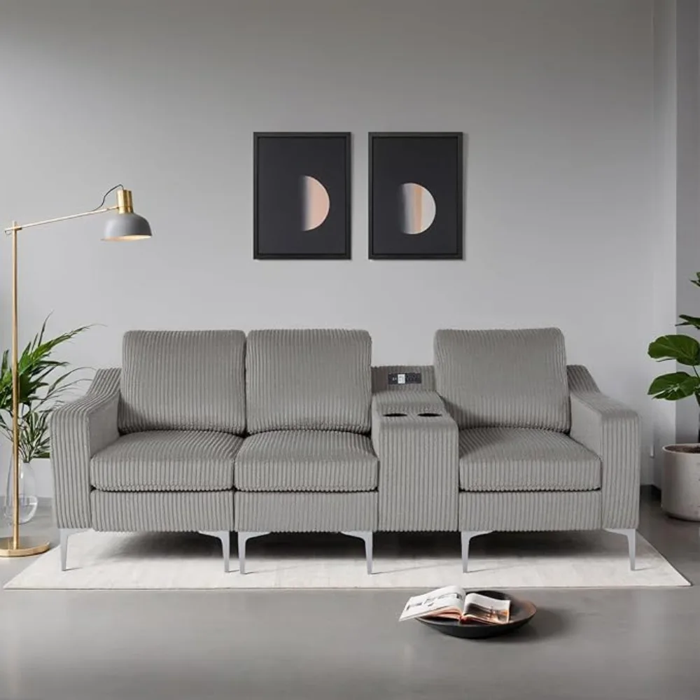 Modern Sectional Sofa with USB Charging Port & Cupholders, Corduroy Convertible Modular Sofa, Three-Seater (Beige)
Modern Sectional Sofa with USB Charging Port & Cupholders, Corduroy Convertible Modular Sofa, Three-Seater (Beige)