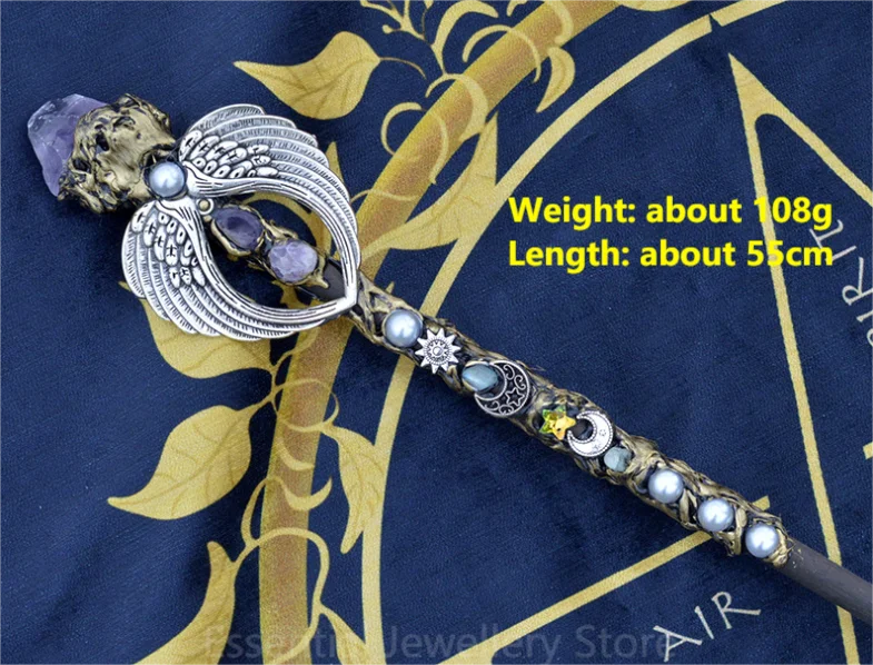 55-60cm Amethyst column scepter crystal magic wand fairy wand stick ceremony props witch wand angel wings accessories gift
55-60cm Amethyst column scepter crystal magic wand fairy wand stick ceremony props witch wand angel wings accessories gift