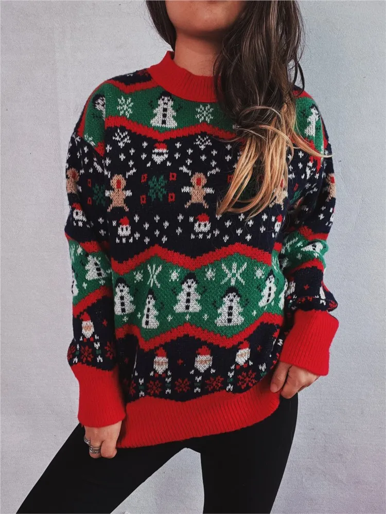 Christmas Sweater Knitted Jacquard Winter Clothes Woman Pulls Femmes Comfortable All-match Loose Simple Style Color Colorful
Christmas Sweater Knitted Jacquard Winter Clothes Woman Pulls Femmes Comfortable All-match Loose Simple Style Color Colorful