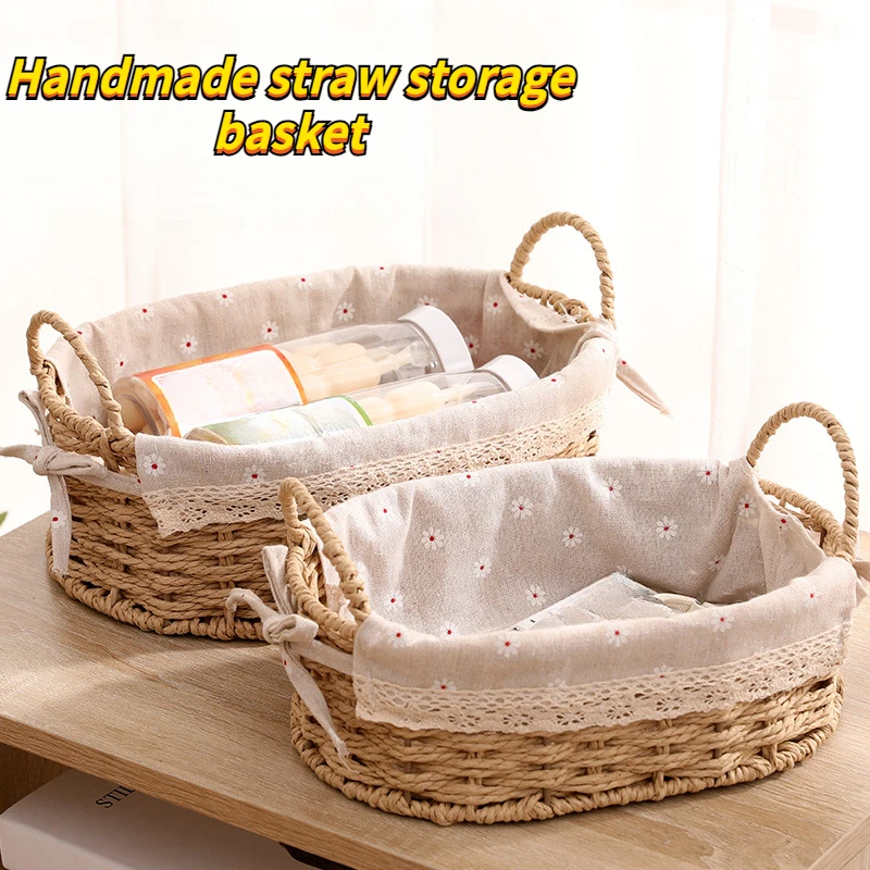 Handwoven Storage Baskets Desktop Storage Basket with Handle Use in Sundries Toy Storages and Cosmetics Arrange Woven Basket 1PC
Handwoven Storage Baskets Desktop Storage Basket with Handle Use in Sundries Toy Storages and Cosmetics Arrange Woven Basket 1PC