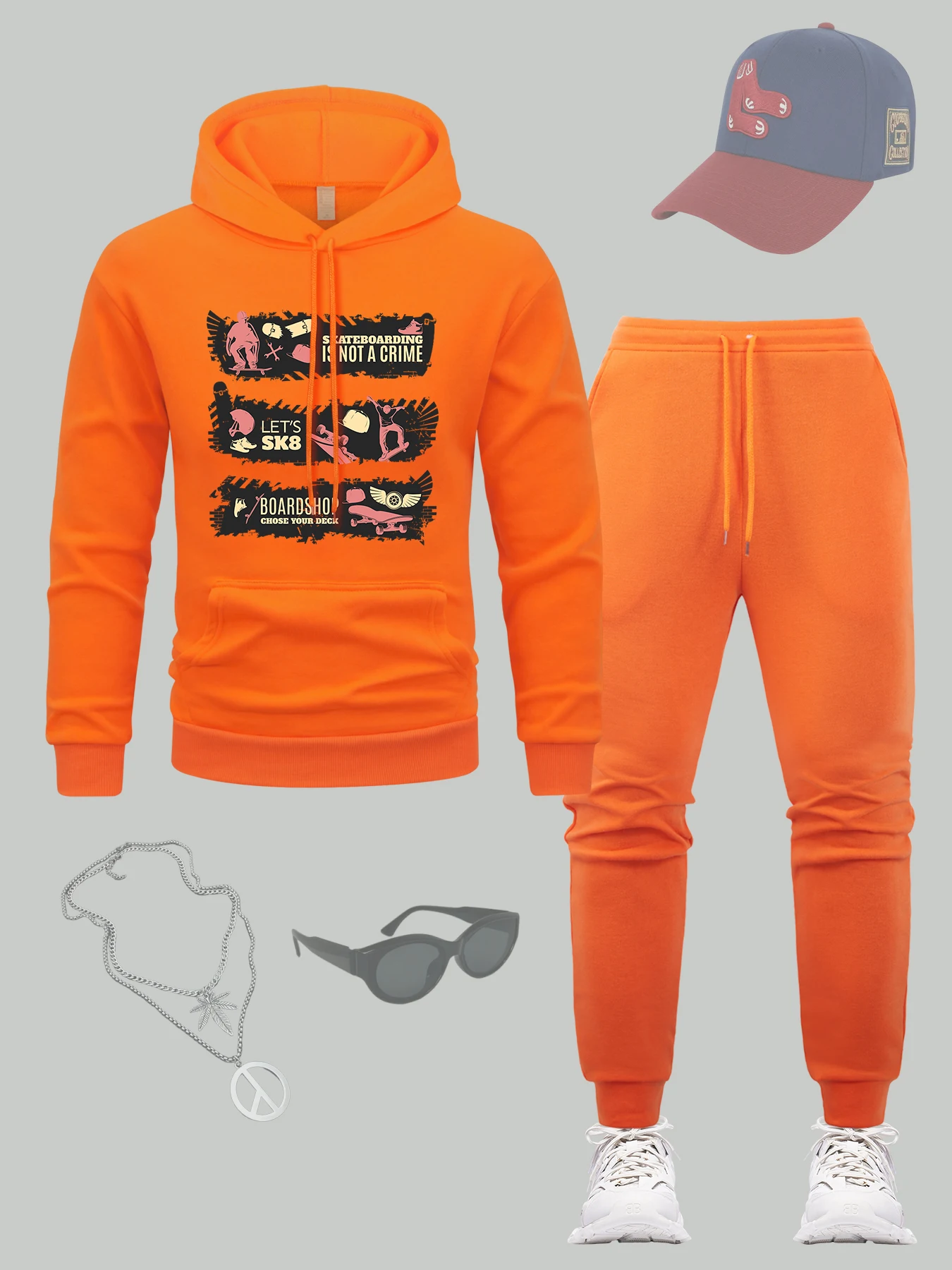 Skateboarding Let'S Sk8 Pattern Mens Hoodie Set Sport Pocket Jogging Pants Comfortable Soft Tracksuit Fleece Autumn 2 Piece Sets 
Skateboarding Let'S Sk8 Pattern Mens Hoodie Set Sport Pocket Jogging Pants Comfortable Soft Tracksuit Fleece Autumn 2 Piece Sets