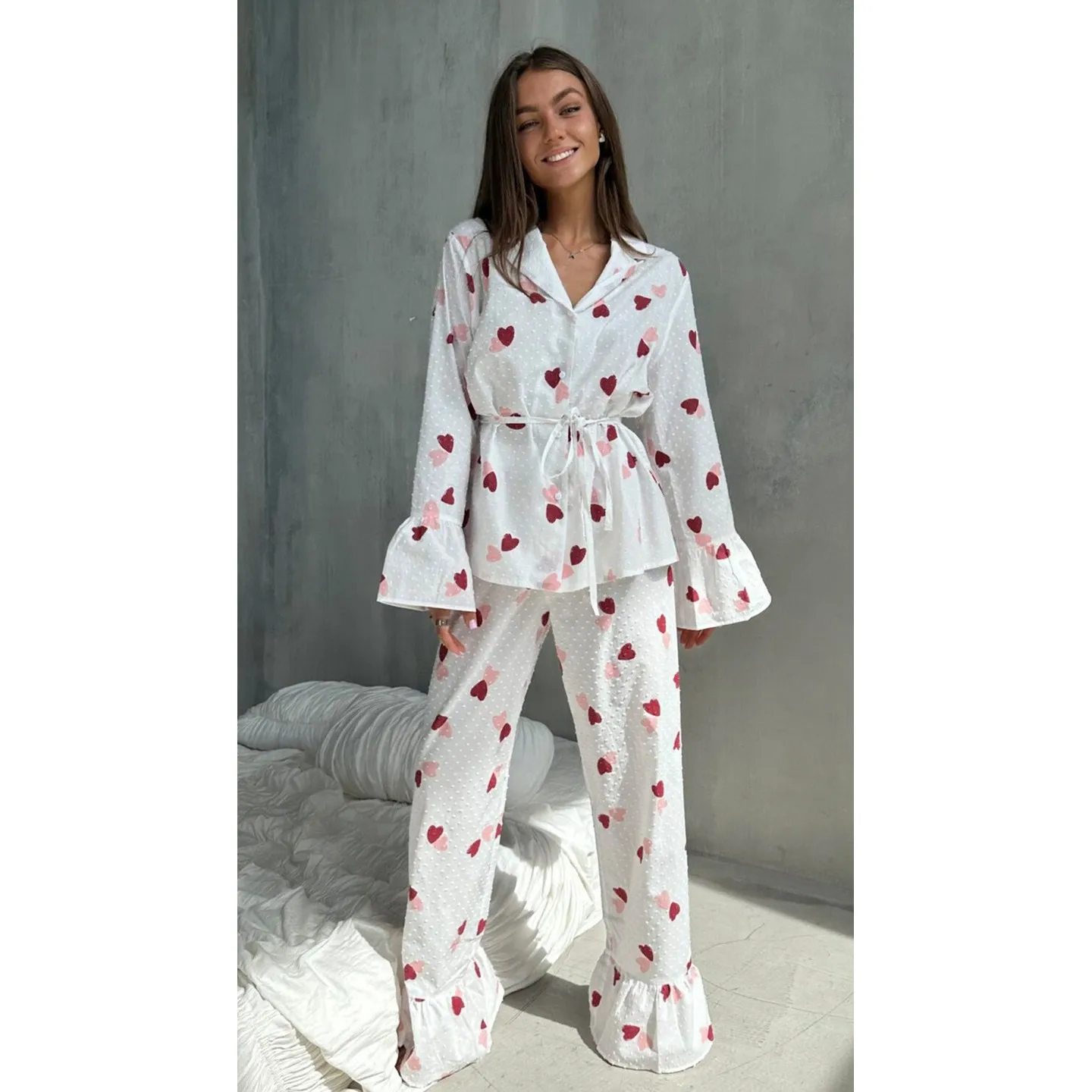 Pure Cotton Long Sve Heart Print irt Pants Set Women's Casual Home Wear Suit Spring 2026 Seasonal Collection
Pure Cotton Long Sve Heart Print irt Pants Set Women's Casual Home Wear Suit Spring 2026 Seasonal Collection