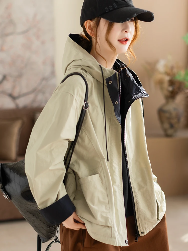 Kamey Korean Sle Hooded Patchwork Long Sve Women's Casual Loose Coat Spring 2026 New Arrival Outdoor Faion Jaet
Kamey Korean Sle Hooded Patchwork Long Sve Women's Casual Loose Coat Spring 2026 New Arrival Outdoor Faion Jaet