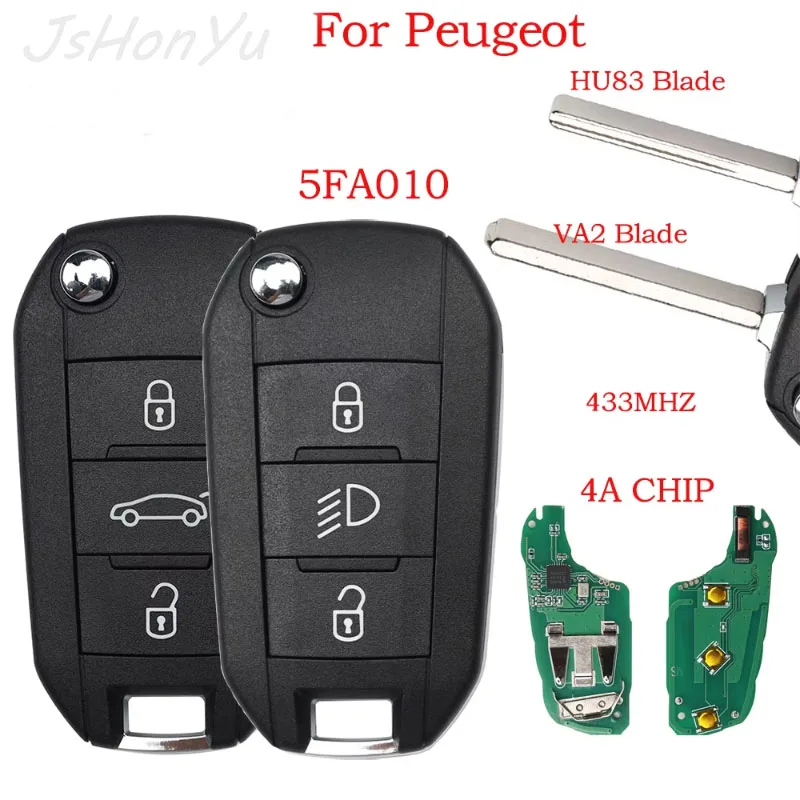 JsHonYu 9813965477 433MHz 4A Chip Smart Remote Key for Peugeot 308 3008 508 Expert Citroen C3 C4 Cactus C5 VA2 HU83 Flip Fob
JsHonYu 9813965477 433MHz 4A Chip Smart Remote Key for Peugeot 308 3008 508 Expert Citroen C3 C4 Cactus C5 VA2 HU83 Flip Fob