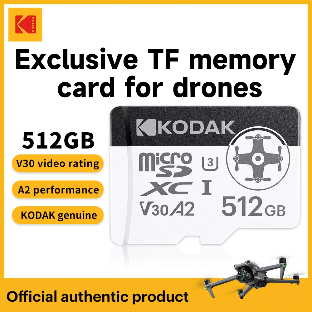 KODAK A2 MicroSD Card 512GB 256GB for Drone 128GB Flash Memory Card High Speed U3 V30 TF Card for Computer, Surveillance Device
KODAK A2 MicroSD Card 512GB 256GB for Drone 128GB Flash Memory Card High Speed U3 V30 TF Card for Computer, Surveillance Device
