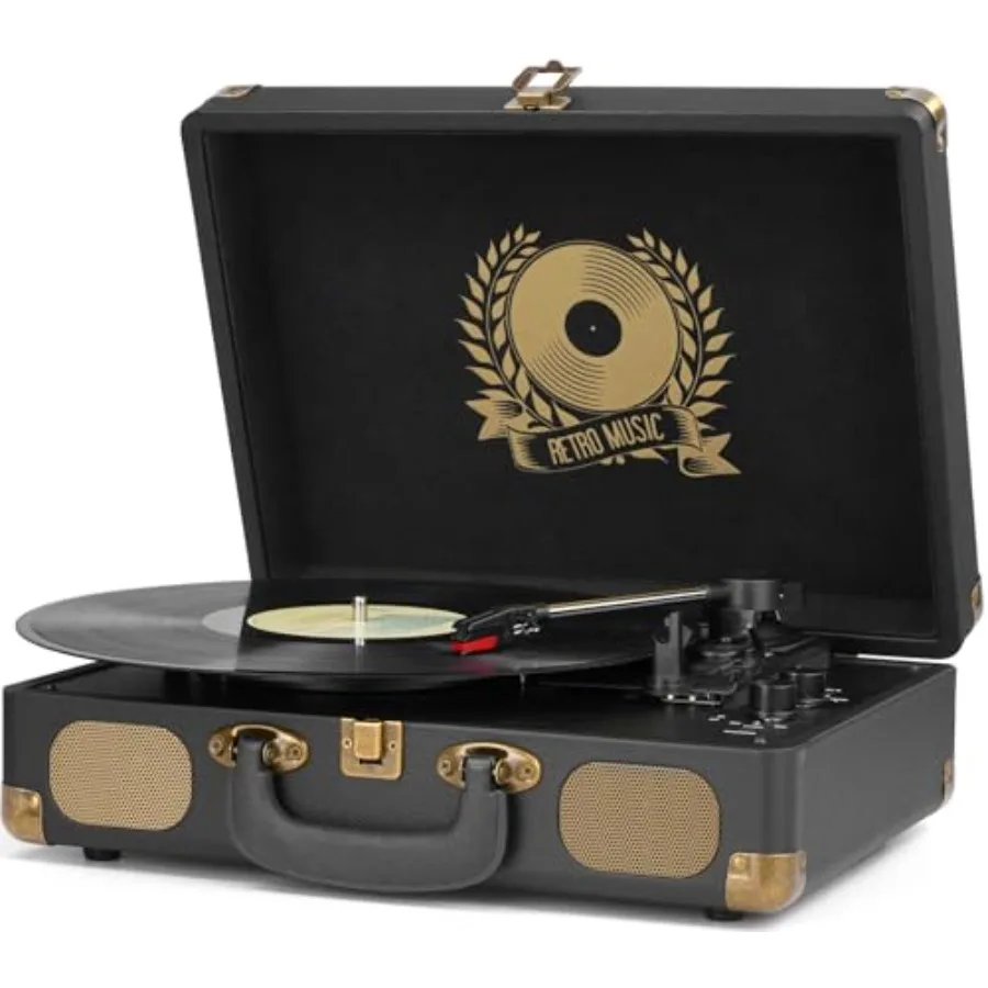 Portable Vinyl Record Player Bluetooth Turntable 3-Speed Vintage Belt-Driven with Built-in Speakers RCA Line Out AUX In Headpho
Portable Vinyl Record Player Bluetooth Turntable 3-Speed Vintage Belt-Driven with Built-in Speakers RCA Line Out AUX In Headpho