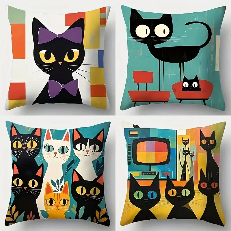 4pcs Black abstract cat design double-sided Printed Short plush Suitable living rooms bedrooms sofas zippered closure
4pcs Black abstract cat design double-sided Printed Short plush Suitable living rooms bedrooms sofas zippered closure