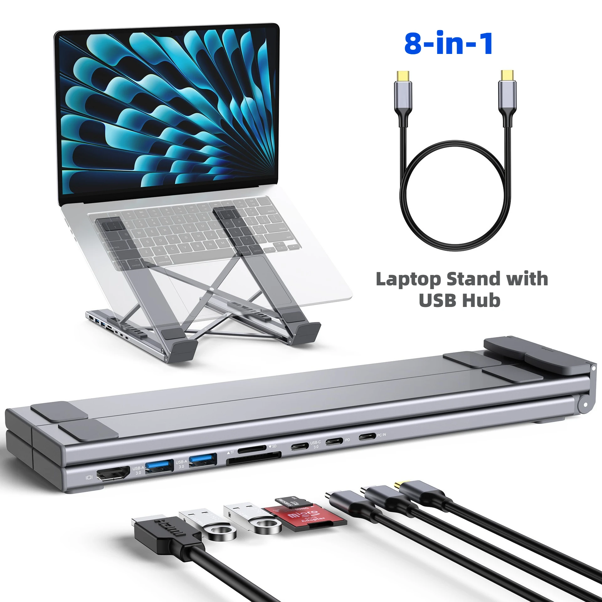 8-in-1 USB-C SD/TF Docking Station Laptop Stand PD 100W Type-C To HDMI 4K Multi Ports USB 3.0 Hubs Adapter Notebook USB Splitter
8-in-1 USB-C SD/TF Docking Station Laptop Stand PD 100W Type-C To HDMI 4K Multi Ports USB 3.0 Hubs Adapter Notebook USB Splitter