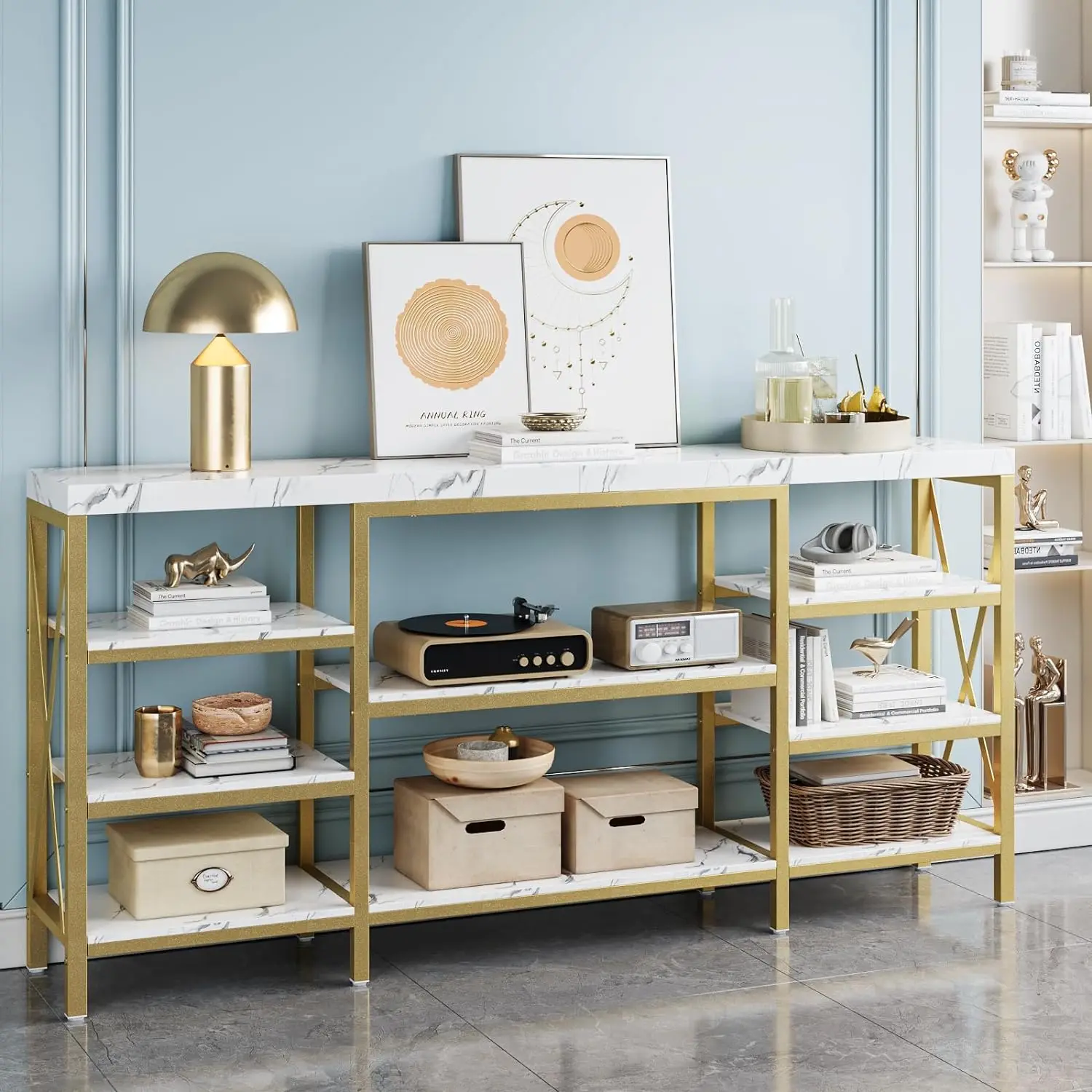 Console Table, 39/70 Inch Modern Entryway Table, Gold Sofa Table with Storage, Faux Marble Accent/Couch Table for Living Room
Console Table, 39/70 Inch Modern Entryway Table, Gold Sofa Table with Storage, Faux Marble Accent/Couch Table for Living Room
