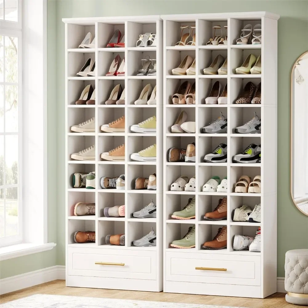 Shoe Storage Cabinet with 24 Cubbies and Drawer 71-Inch Tall Wooden Shoe Rack 9-Tier Freestanding Shoes Storage Cabinet
Shoe Storage Cabinet with 24 Cubbies and Drawer 71-Inch Tall Wooden Shoe Rack 9-Tier Freestanding Shoes Storage Cabinet