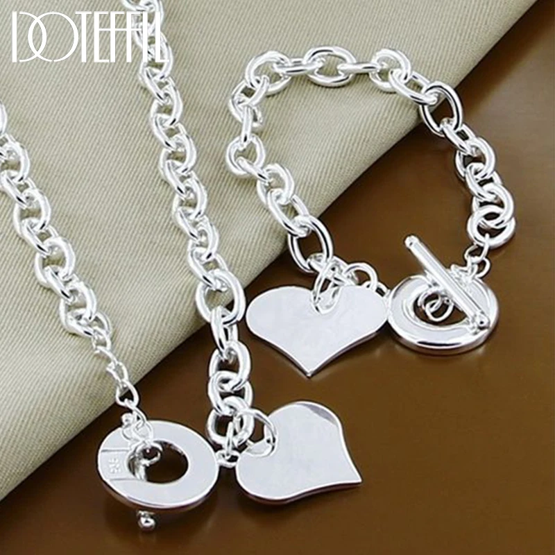 DOTEFFIL 925 Sterling Silver Heart TO Buckle Necklace Bracelet Set For Women Man Wedding Engagement Jewelry
DOTEFFIL 925 Sterling Silver Heart TO Buckle Necklace Bracelet Set For Women Man Wedding Engagement Jewelry