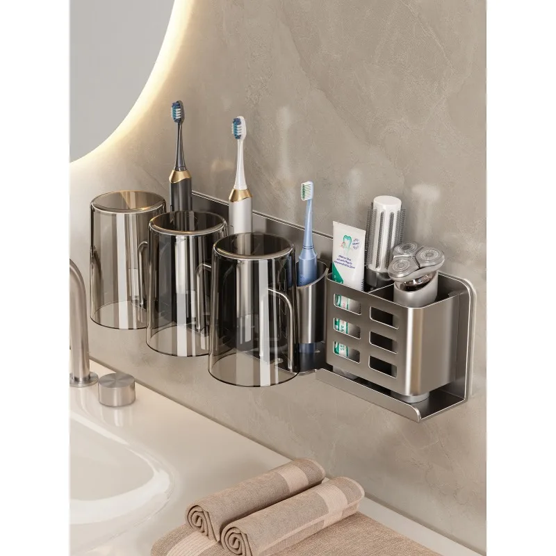 Toothbrush shelf No punching bathroom Tooth cup Mouthwash cup Storage Household wall-mounted toothpaste
Toothbrush shelf No punching bathroom Tooth cup Mouthwash cup Storage Household wall-mounted toothpaste