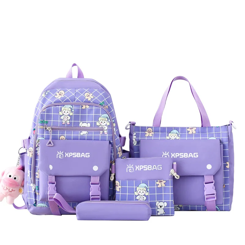 4PCS/Set School Bags Set with Pendant Large Capacity For Teenage Girls Canvas Solid Color Women Backpack Teen Student Schoolbag
4PCS/Set School Bags Set with Pendant Large Capacity For Teenage Girls Canvas Solid Color Women Backpack Teen Student Schoolbag