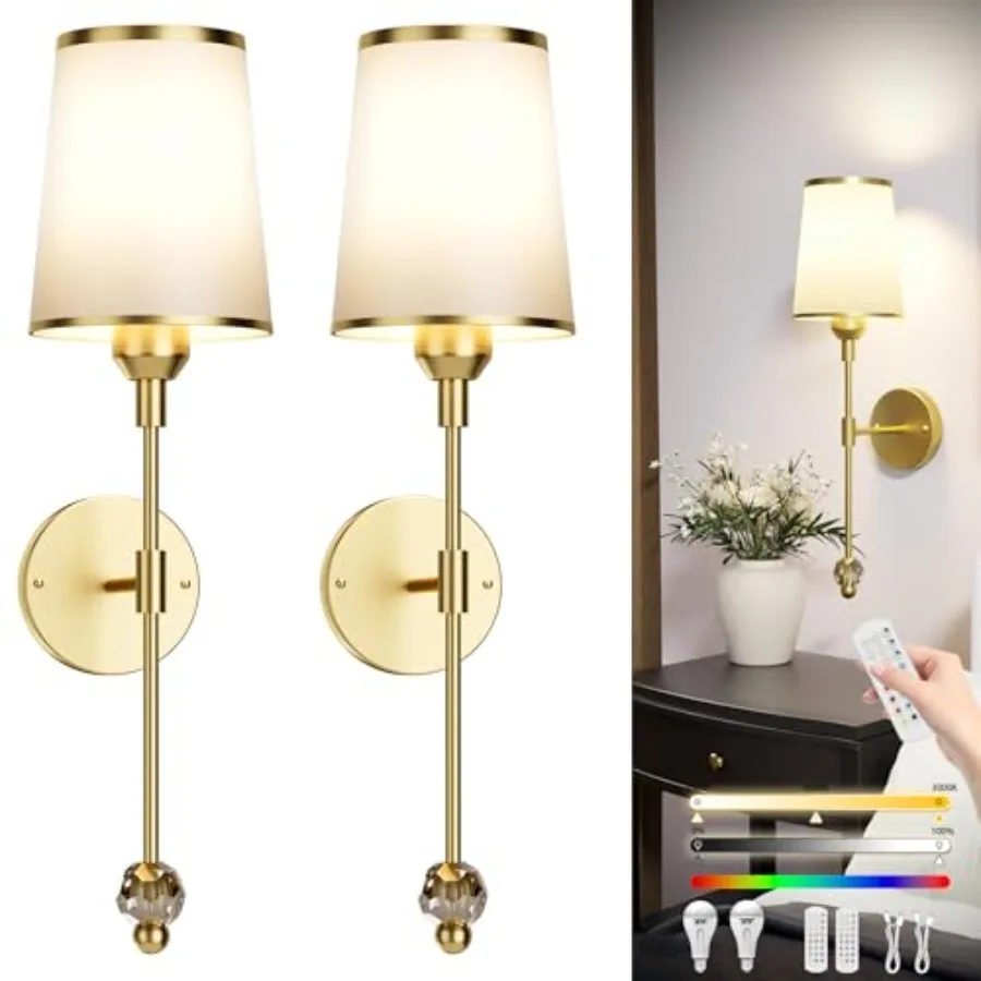 Wall Sconces Set of Two Wireless Battery Operated Wall Sconces with 5000mAh Dimmable 15 Colors Bulb and Remote Rechargeable Wal
Wall Sconces Set of Two Wireless Battery Operated Wall Sconces with 5000mAh Dimmable 15 Colors Bulb and Remote Rechargeable Wal