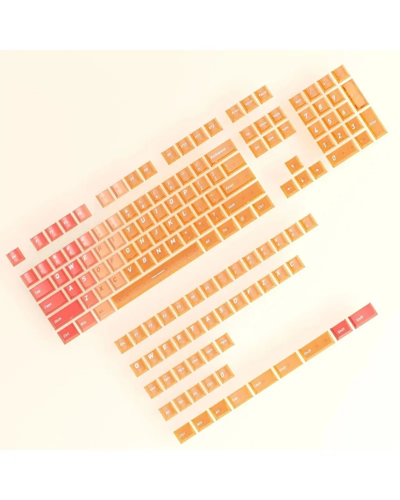 Sunset Gradient Transparent PC Fog Through Keycaps Sublimation Craft Premium Height Mechanical Keyboard Custom Caps