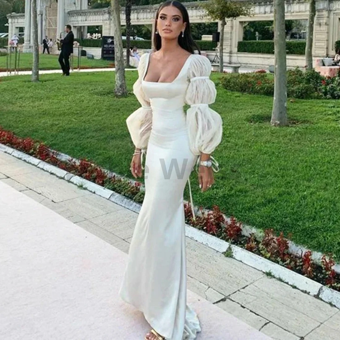 Elegant Square Collar Satin Mermaid Evening Dresses with Long Puff Sleeves for Women Formal Prom Party Gowns Customize
Elegant Square Collar Satin Mermaid Evening Dresses with Long Puff Sleeves for Women Formal Prom Party Gowns Customize