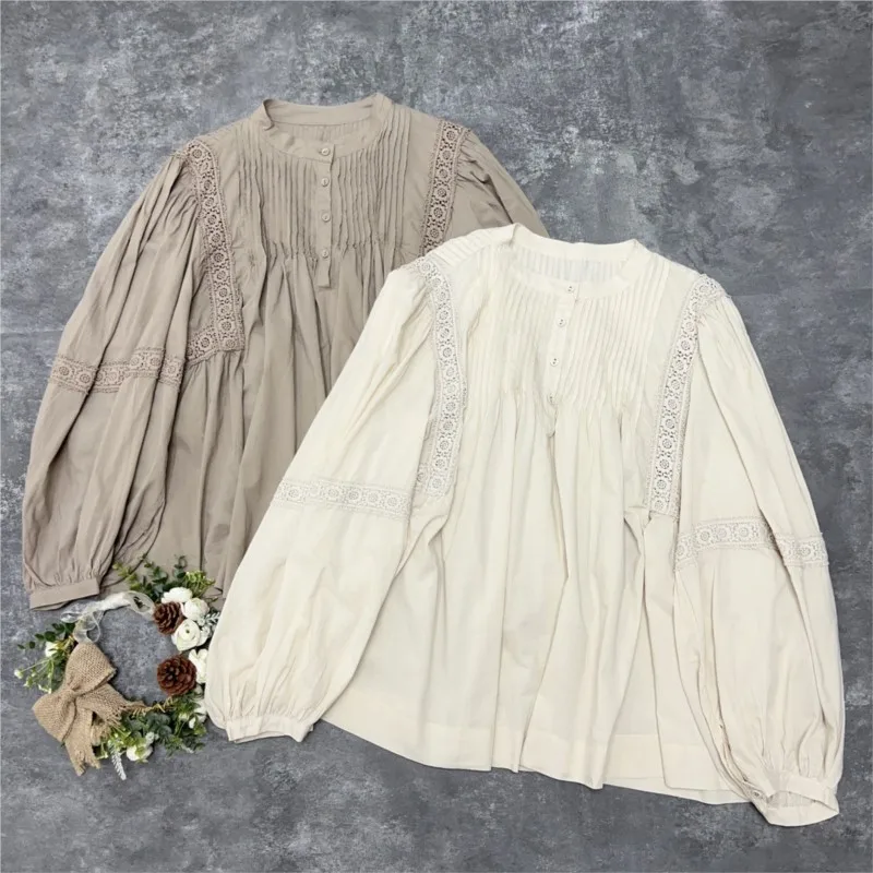 Johnature 2024 Fall New Lace Panel Balloon Sleeve Long Sleeve Shirt Women Casual Mori Loose Autumn Female Tops Vintage Blouses
Johnature 2024 Fall New Lace Panel Balloon Sleeve Long Sleeve Shirt Women Casual Mori Loose Autumn Female Tops Vintage Blouses