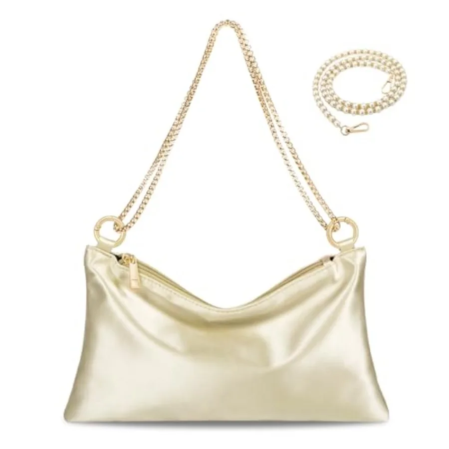 Women Satin Evening Handbag Wedding Prom Clutch Purse Formal Cocktail Party Clutches Shoulder Bag with 2 Bag Chains
Women Satin Evening Handbag Wedding Prom Clutch Purse Formal Cocktail Party Clutches Shoulder Bag with 2 Bag Chains