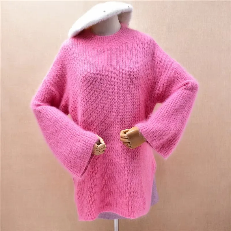 Ladies Women Autumn Winter Clothing Pink Hairy Angora Rabbit Hair Knitted O-Neck Long Sleeves Loose Pullover Sweater Jumper Pull
Ladies Women Autumn Winter Clothing Pink Hairy Angora Rabbit Hair Knitted O-Neck Long Sleeves Loose Pullover Sweater Jumper Pull