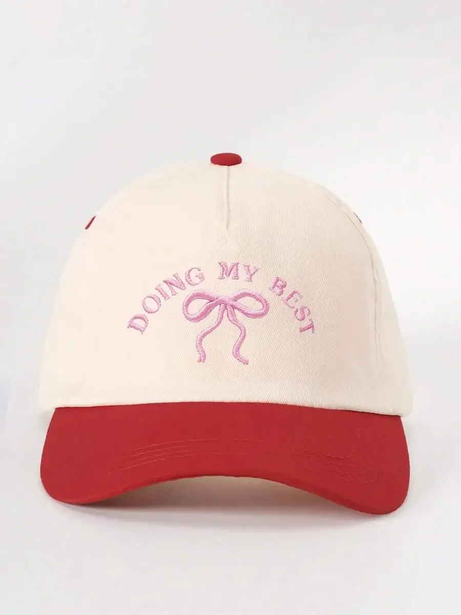 Embroidered Bow Design Colorblock Baseball Cap Adjustable Outdoor Sun Protection Hat
Embroidered Bow Design Colorblock Baseball Cap Adjustable Outdoor Sun Protection Hat