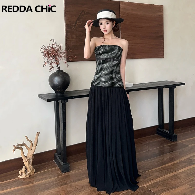 ReddaChic Sequined Tweed Strapless Women Dress Evening Chiffon Shiny Maxi Corset Ball Gown Pretty and Elegant Summer Clothes
ReddaChic Sequined Tweed Strapless Women Dress Evening Chiffon Shiny Maxi Corset Ball Gown Pretty and Elegant Summer Clothes
