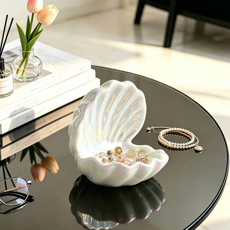 Pearlescent Shell Shaped Ceramic Sculpture Tray for Keys Cosmetics Small Items Bedroom Living Room and Office Aesthetic Decor
Pearlescent Shell Shaped Ceramic Sculpture Tray for Keys Cosmetics Small Items Bedroom Living Room and Office Aesthetic Decor