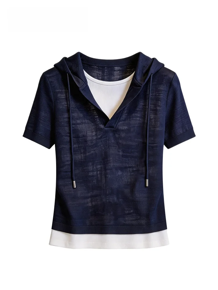 Cara CLUB plus Size Short Sleeve T-Shirt Women's Loose Fit Hoodie Splice Trendy Top Casual Style Spring Season Ladies Wear
Cara CLUB plus Size Short Sleeve T-Shirt Women's Loose Fit Hoodie Splice Trendy Top Casual Style Spring Season Ladies Wear