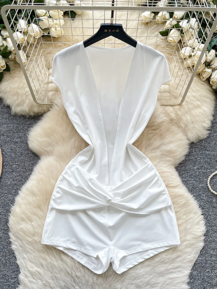 Foamlina Summer Sexy Twisted Slim Fit Jumpsuit European Street Women's Sexy Deep V Neck Short Sleeve Casual Pants Bodysuit
Foamlina Summer Sexy Twisted Slim Fit Jumpsuit European Street Women's Sexy Deep V Neck Short Sleeve Casual Pants Bodysuit