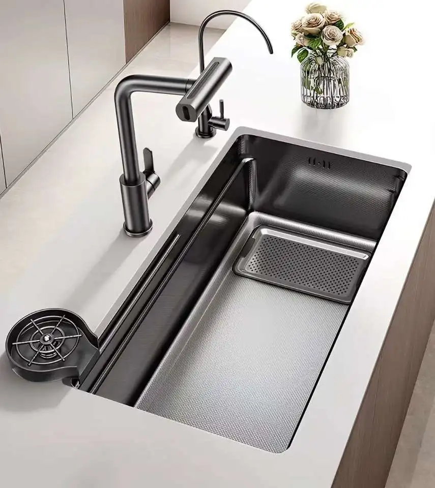 Large Single-basin Sink with Left-side Drain Multifunctional Smart Kitchen Sink Nano-embossed Slag Collection Sink
Large Single-basin Sink with Left-side Drain Multifunctional Smart Kitchen Sink Nano-embossed Slag Collection Sink