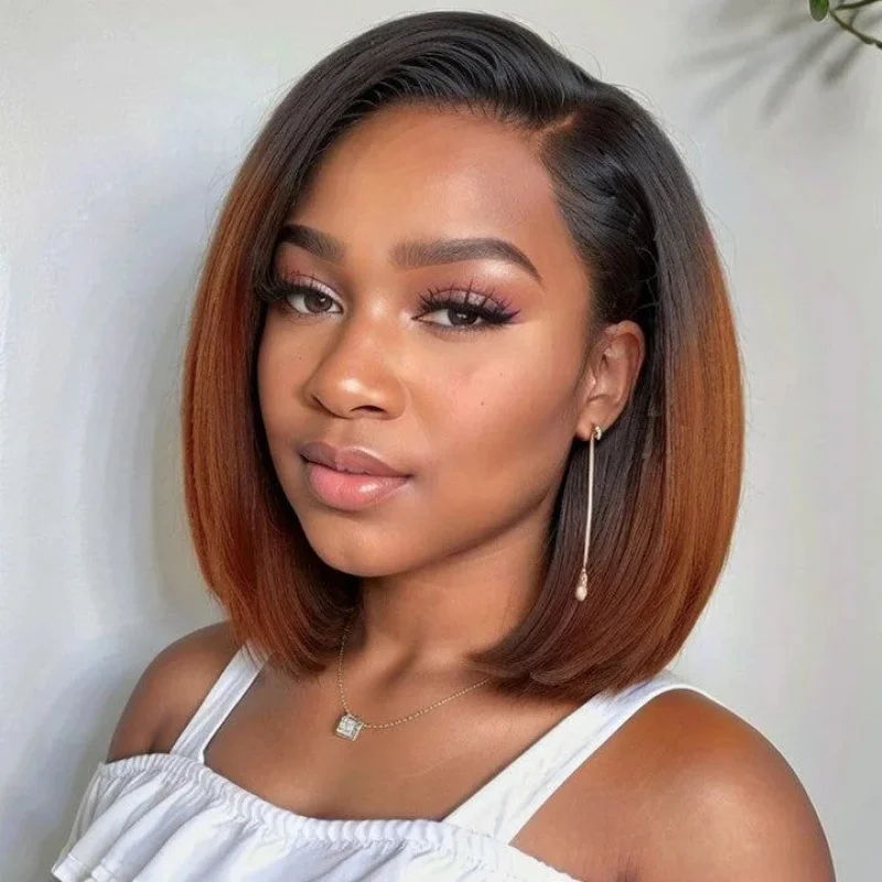 Women's wig with a middle part, BoBo bob style, brown , short straight hair, collarbone length
Women's wig with a middle part, BoBo bob style, brown , short straight hair, collarbone length