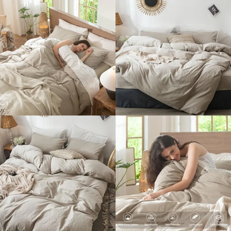 Bedding Duvet Cover Set 100 Washed Cotton Like Textured Breathable Durable Soft Comfy,Queen 90x90
Bedding Duvet Cover Set 100 Washed Cotton Like Textured Breathable Durable Soft Comfy,Queen 90x90