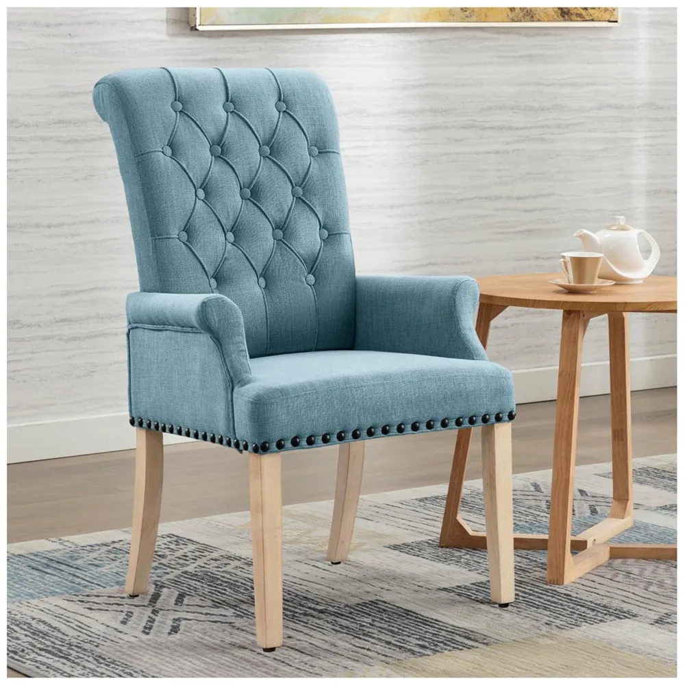 Upholstered Fabric Accent Dining Chair, Elegant Tufted Club Dining Room Kitchen Room Arm Dining Chair, Light Blue, Customized
Upholstered Fabric Accent Dining Chair, Elegant Tufted Club Dining Room Kitchen Room Arm Dining Chair, Light Blue, Customized
