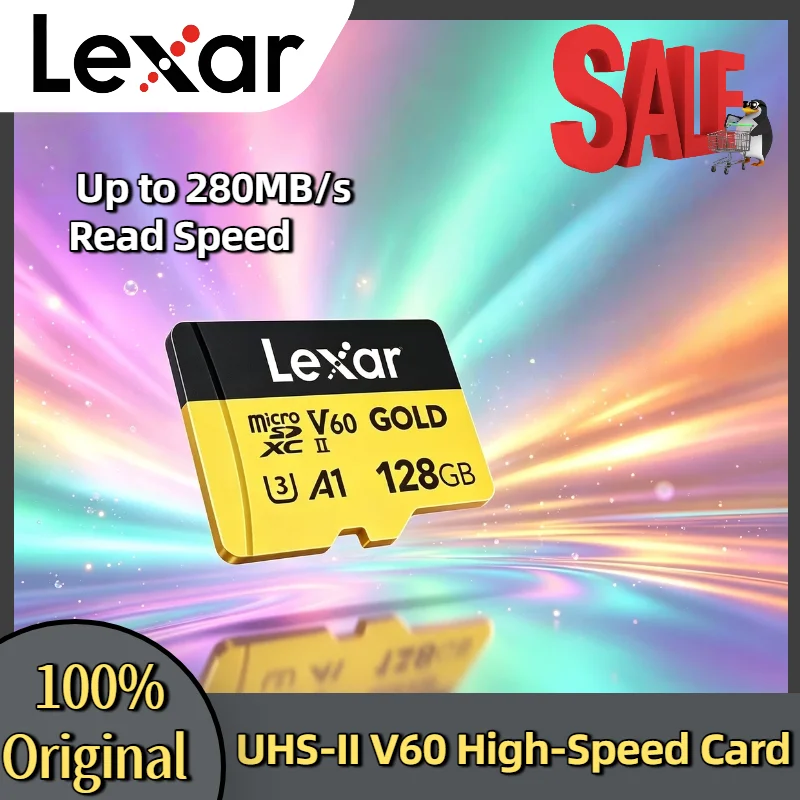 Original Lexar Professional Gold microSDXC UHS II Card 128GB 256GB 512GB V60 U3 A1 280MB s for Drone Switch Console
Original Lexar Professional Gold microSDXC UHS II Card 128GB 256GB 512GB V60 U3 A1 280MB s for Drone Switch Console