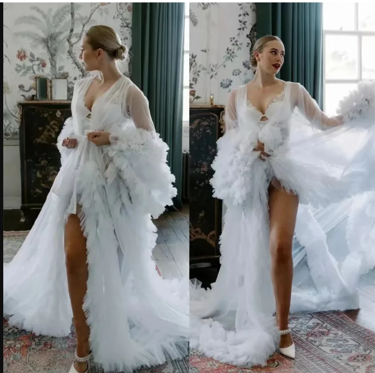 Maternity Gown for Baby Shower Dressing Gown Perspective Sheer Skirt Long Tulle Bridal Robe Puffy Sleepwear for Women Nightwear
Maternity Gown for Baby Shower Dressing Gown Perspective Sheer Skirt Long Tulle Bridal Robe Puffy Sleepwear for Women Nightwear