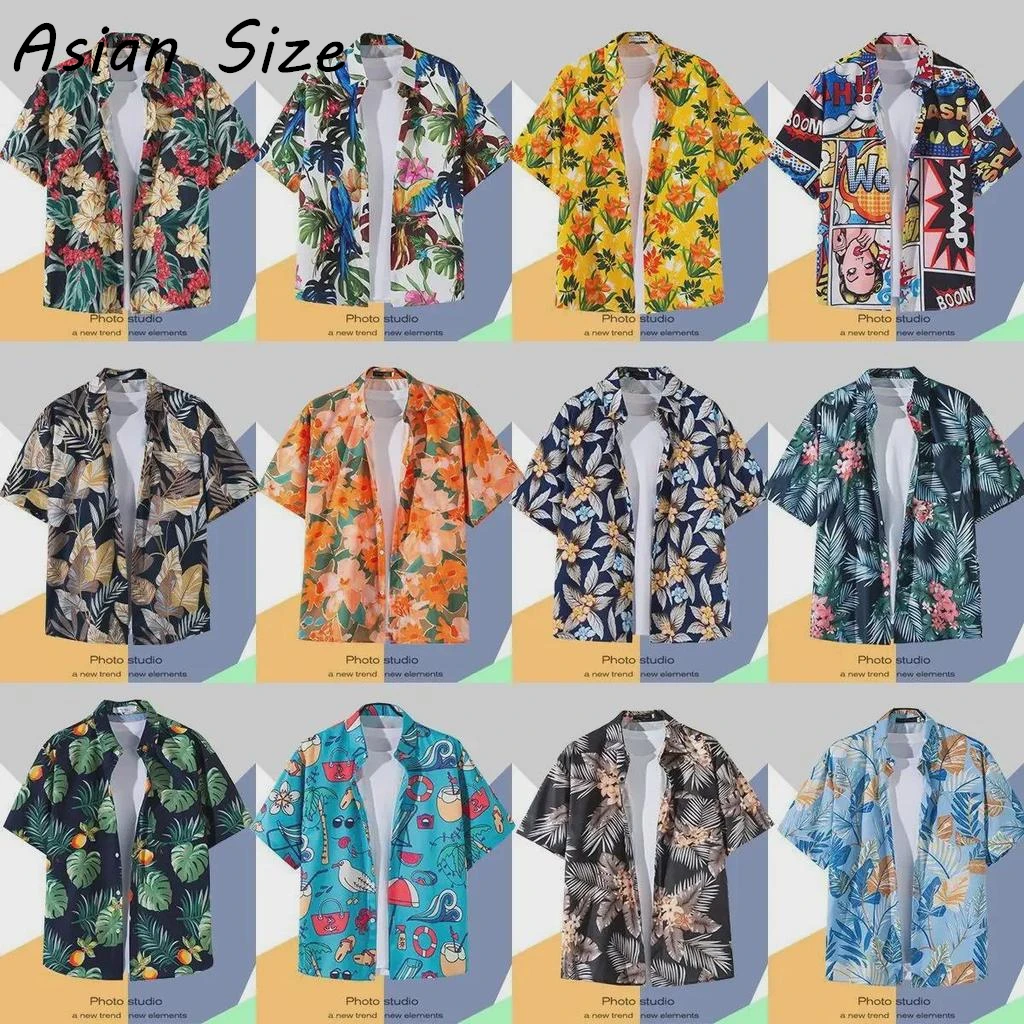 Мужская уличная мода, летняя рубашка в корейском стиле, повседневная рубашка с принтом тропических растений, повседневные свободные рубашки, пляжные блузки с короткими рукавами
Мужская уличная мода, летняя рубашка в корейском стиле, повседневная рубашка с принтом тропических растений, повседневные свободные рубашки, пляжные блузки с короткими рукавами