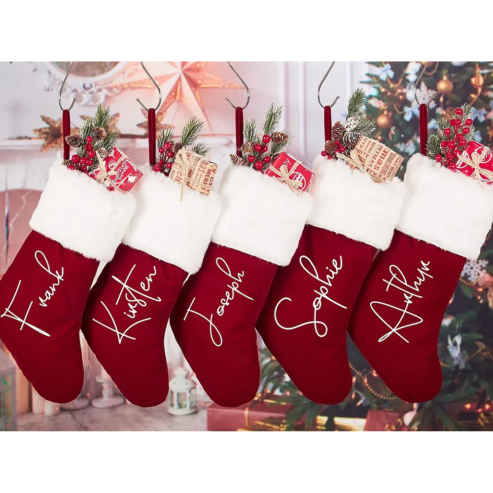 Personalized Name Red Plush Christmas Stocking Christmas Decor Supplies Merry Xmas Eve Stocking Stuffers New Year Candy Bag
Personalized Name Red Plush Christmas Stocking Christmas Decor Supplies Merry Xmas Eve Stocking Stuffers New Year Candy Bag