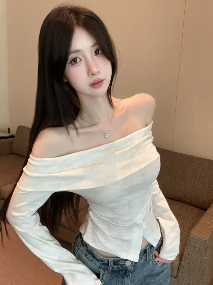 Sexy Spicy Girl One Shoulder Waist Cinched Long Sleeve T-Shirt Design Spring Pure Desire Backless UV Protection Base Shirt Women
Sexy Spicy Girl One Shoulder Waist Cinched Long Sleeve T-Shirt Design Spring Pure Desire Backless UV Protection Base Shirt Women