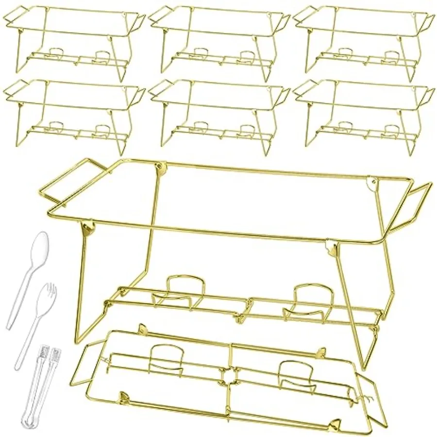 32 Pack Wire Buffet Rack Stand Folding Chafing Stand Chrome Frame Serving Trays Food Warmer with Plastic Tongs Forks and Spoons
32 Pack Wire Buffet Rack Stand Folding Chafing Stand Chrome Frame Serving Trays Food Warmer with Plastic Tongs Forks and Spoons