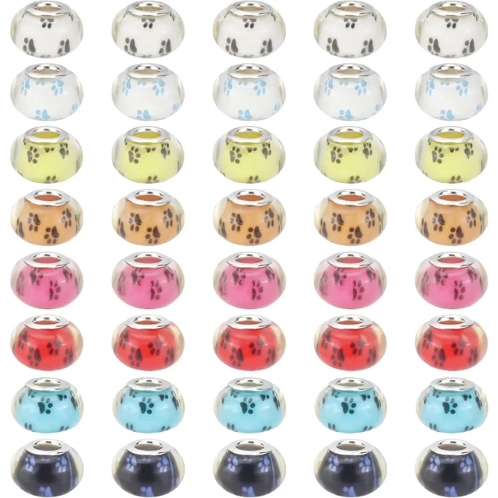 100 Pcs Random Mixed Color Dog Paw Prints Pattern Acrylic European Beads Large Hole Rondelle Charms Beads Loose with making kit
100 Pcs Random Mixed Color Dog Paw Prints Pattern Acrylic European Beads Large Hole Rondelle Charms Beads Loose with making kit