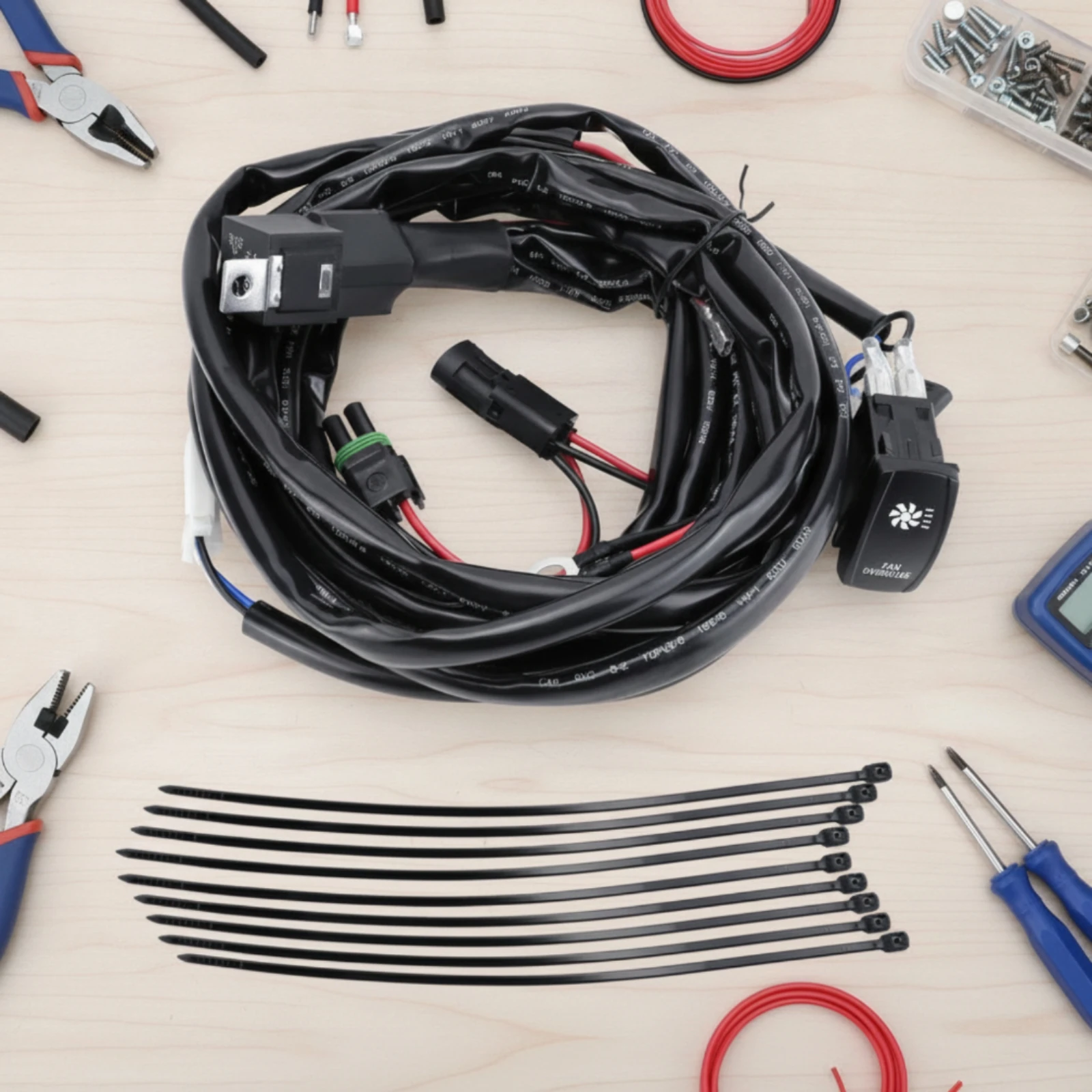 Cooling Fan Control Kit Easy to Install Fan Override Switch Kit with Rocker Switch Automotive Wiring Harness Manual
Cooling Fan Control Kit Easy to Install Fan Override Switch Kit with Rocker Switch Automotive Wiring Harness Manual