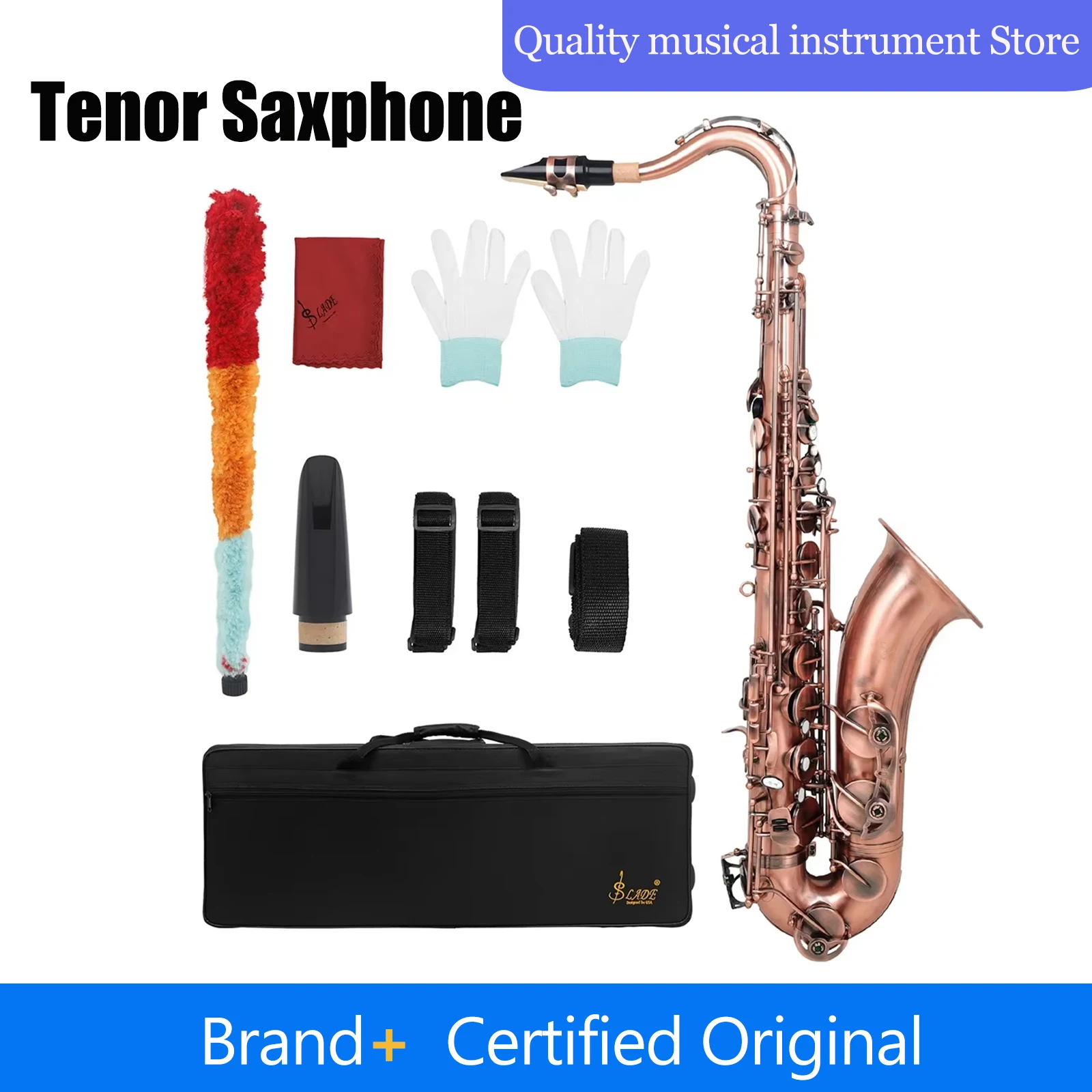 SLADE Tenor Saxphone Bb High Quality Brass Sax Woodwinds Beginner Professional Woodwind Musical Instrument With Parts Accessory
SLADE Tenor Saxphone Bb High Quality Brass Sax Woodwinds Beginner Professional Woodwind Musical Instrument With Parts Accessory