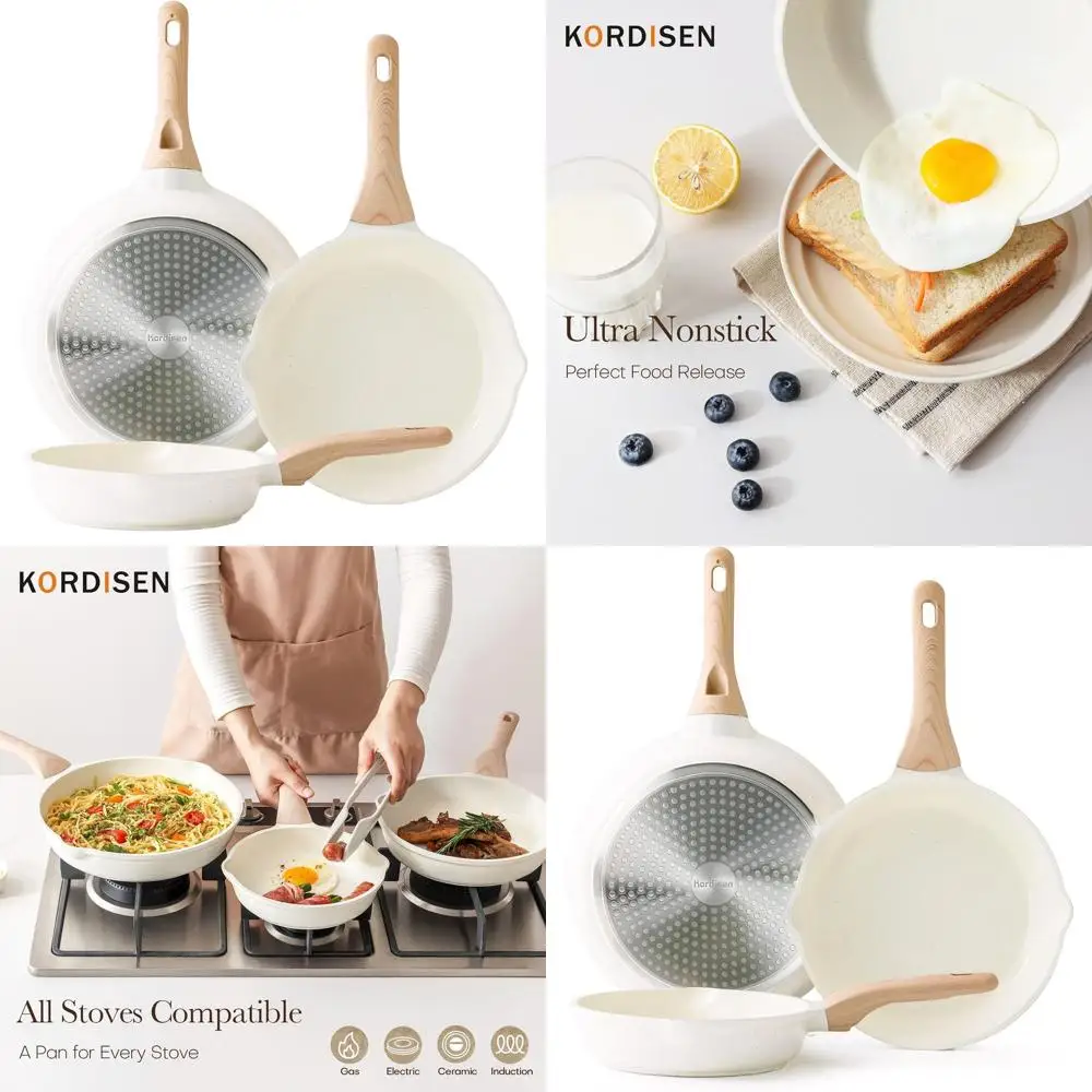 Набор из 3 керамических сковородок с антипригарным покрытием, здоровое приготовление пищи, ручки, готовые к индукции, без PFOA и PFAS, белый (9,5, 11
Набор из 3 керамических сковородок с антипригарным покрытием, здоровое приготовление пищи, ручки, готовые к индукции, без PFOA и PFAS, белый (9,5, 11