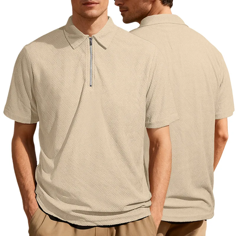 Loose Jacquard Cloth Zipper Placket Men's Summer New Casual Short Sleeves
Loose Jacquard Cloth Zipper Placket Men's Summer New Casual Short Sleeves