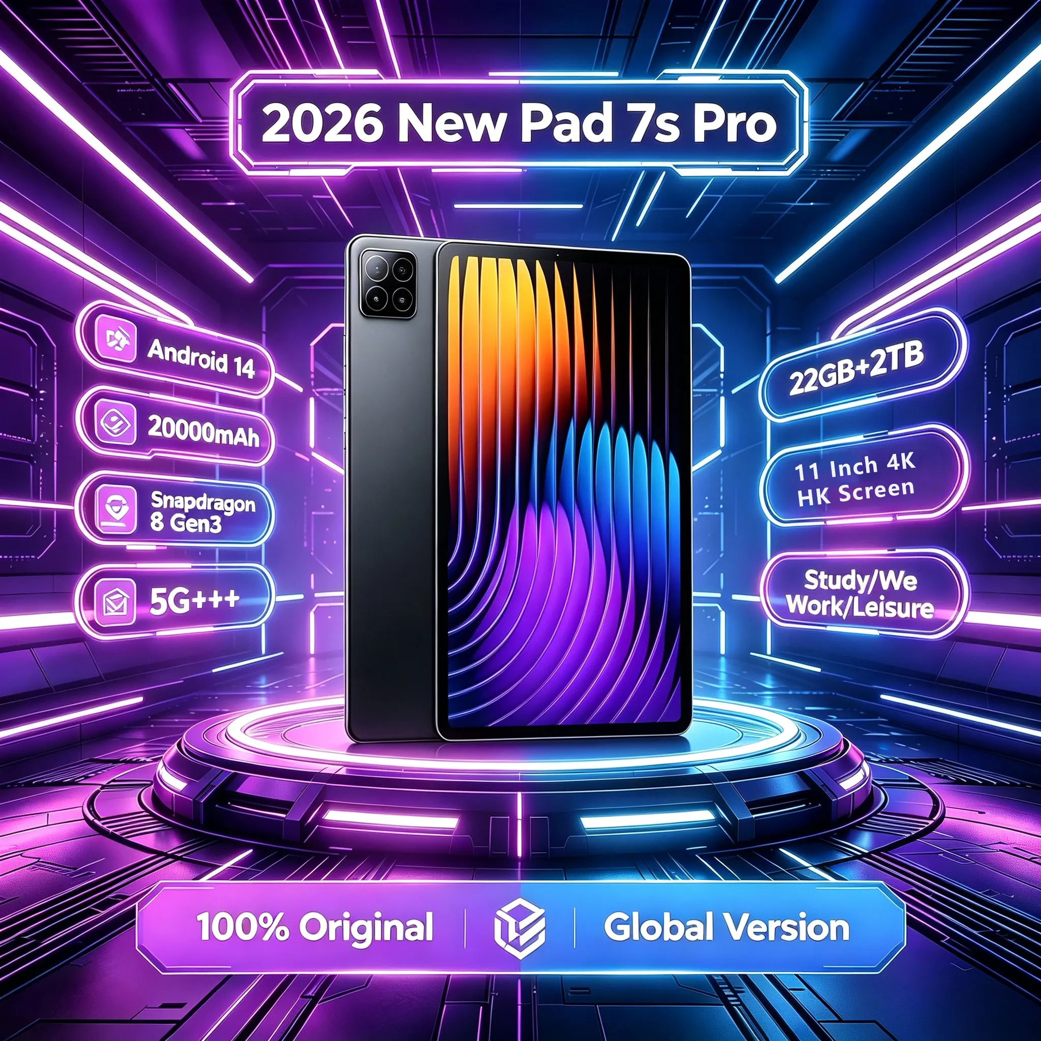 2026 New Original Pad 7S Pro Tablet Snapdragon 8 Gen2 Android 14 4K HD 22GB+2TB 20000mAh 5G Dual SIM WiFi Global Version Tablet
2026 New Original Pad 7S Pro Tablet Snapdragon 8 Gen2 Android 14 4K HD 22GB+2TB 20000mAh 5G Dual SIM WiFi Global Version Tablet